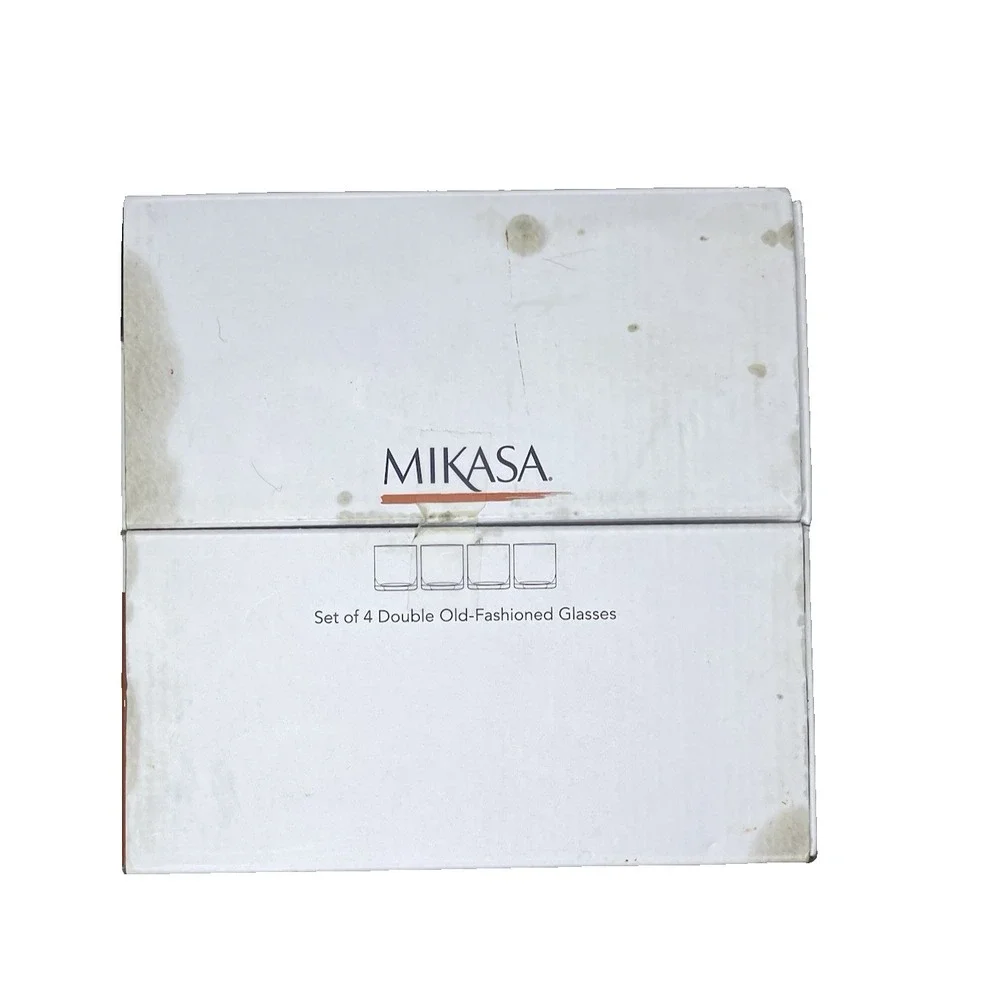 Mikasa Carroll Gate Fine Crystal Double Old Fashioned Glasses Set of 4 New
